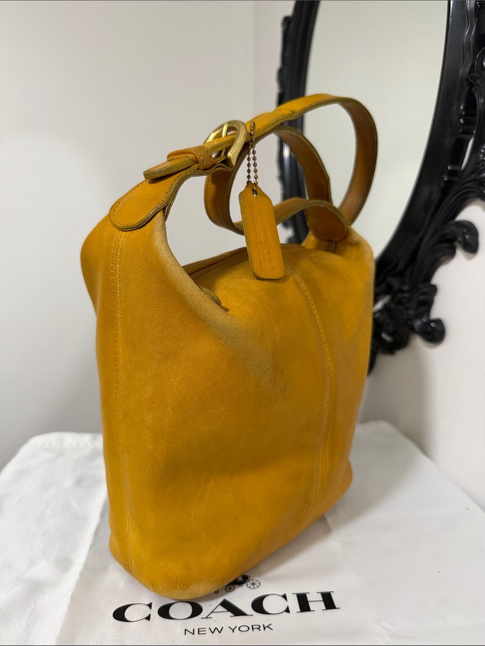 Coach Vintage 4148 Mustard Leather Top-Handle Shoulder Bag